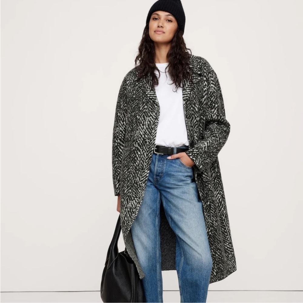 NEW! BANANA REPUBLIC OVERSIZED MERINO JACQUARD COATIGAN - SIZE LARGE